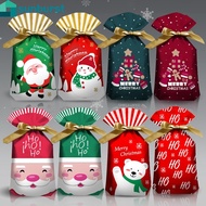 10 Pcs Pack Christmas Candy Bag / New Year Santa Snowflake Drawstring Gift Bag / Christmas Home Decor Kid Gift Bag