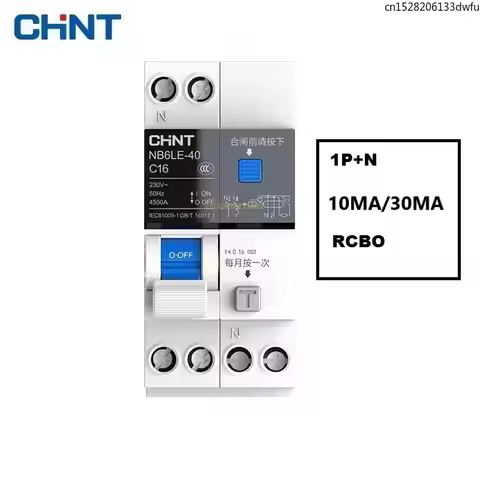 CHINT NB6LE-40 6A 10A 16A 32A 10MA 30MA 0.01A 0.03A RCBO 1P+N Residual Current Circuit Breaker Over 