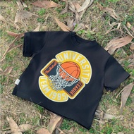 BLACK BASKETBALL T-SHIRT FOR KIDS Boxy Loose Form 100% Cotton 2C, Thick, sweat absorbent