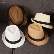 OKHALLO Straw Panama Cap Gangster Cap Fashion Summer Jazz Dress Hat