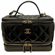 CHANEL 香奈兒 AP2918 化妝箱包 皮革 黑色 金釦