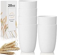 Wrova Wheat Straw Cups 6 Set of 6 Good Alternative to Plastic Reusable Cups 20 oz Unbreakable Drinki
