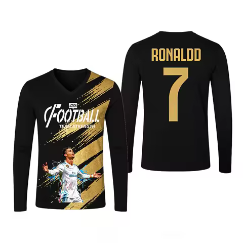 Cristiano Ronaldo's long-sleeved jersey Football jersey No. 7 Sports Dry Quickly Men's T-Shirt Child