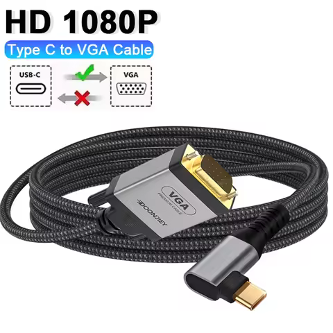 USB Type C to VGA Adapter Cable 1080P Type-C Male to VGA Male Video Converter Cable For HDTV Project