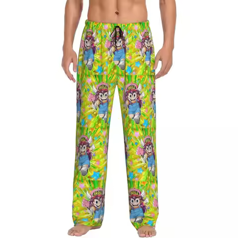 Custom Print Men Dr S-Slump Arale Norimaki Pajama Pants Manga Sleepwear Sleep Lounge Bottoms with Po