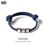 bracelet for man MD Original Titanium Steel Square Huruf Tali Tangan Tangan Tangan Gelang Tali Besar