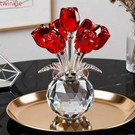 XINYUE Colorful Flowers Figurine, Simulated Flowers Sparkling Crystal Rose Bouquet, Home Decoration 
