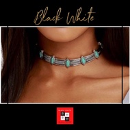 Boho Charm Ethnic Choker Necklace for Women Turquoise Pendants