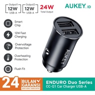Aukey CC-Q1 Enduro Duo Car Charger 24W Dual USB Fast Charge 12W Metal