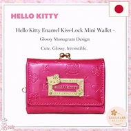 Hello Kitty Enamel Kiss-Lock Mini Wallet – Glossy Monogram Design