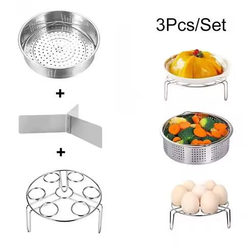 Stainless Steel Steamer Basket with Egg Steam Rack Trivet Compatible Instant Pot 5,6,8 Qt Electric P