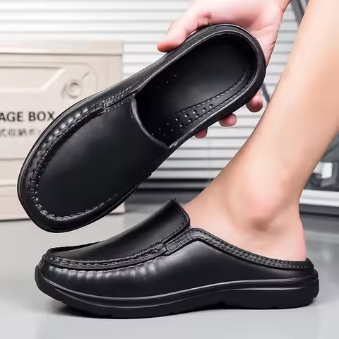 Waterproof Oil-proof Men Chef Shoes Kitchen Mens Casual Shoes Half Slippers Loafers Breathable Soft 