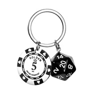 Texas Poker Chip & Dice Keychain Set - Stainless Steel Casino Style Gaming Accessory, Gambling Theme