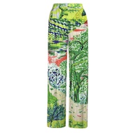 ❂☼ Aiden001 Average sizeSummer Tree Painting Small V-Neck Short-Sleeved Top Casual Trousers Pleated