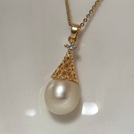 天然海水珍珠 南洋金珠 純銀吊墜 贈項鏈