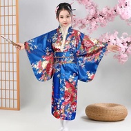 Kimono In Hoa Và Chim Cho Bé Gái Kimono Dài In Hoa Màu Đỏ Cho Bé Gái Trẻ Em Nhật Bản