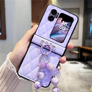 Korean Senior Rhombic Lattice Bow Bracelet Phone Case for OPPO Find N2 FLIP findn2 flip Find N3 Flip Shockproof Back Cover