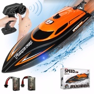 RC Boat with 2 Rechargeable Battery, 20+ MPH Fast Remote Control Boat for Pools and Lakes, 2.4G RC B