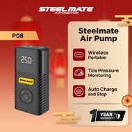 Steelmate Wireless Portable Mini Tire Inflator/Air Pump PO8 | 4 in 1 LED Display Powerbank Car Motor