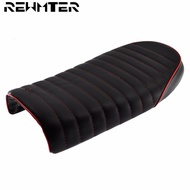 Motorcycle Black&Red Flat Brat Style Tracker Cafe Racer Seat For honda CB CL GN CB500 CB750 SR400 Re