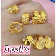 3 pairs Bangkok gold hoop earring earring hoop earrings