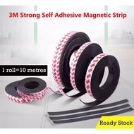 Magnetic Tape with 3M Strong Adhesive Backing , Flexible Magnet Tape Strips (1 Roll 10m), Magnetic S