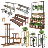 Plant Rack Wooden Plant Stand Stainless Steel  Plant Rack Flower Rack holder Metal Rack Balcony Rail