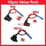 【10pcs】 Fuse Tap Adaptor Fuse Holder No Modified Fuse Box Car Fuse Motorcycle Lorry Add Circuit TAP 