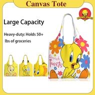 【NEW】 Tweety Bird Canvas Tote Bag Women Student Korean Shoulder Bag Simple Versatile Large Capacity 