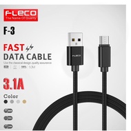 FLECO F3 NYALON & T-111 3.1A Fast Charging 100CM Data Cable Original By FLECO T111 Quick Charger