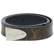 路易威登 Monogram MP075 皮革 Monogram 帆布ブラウン皮帶 LV 0492 [LOUIS VUITTON] 成色極佳