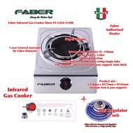 Faber Infrared Gas Cooker FS CASA S1500 Gas Stove Infrared Cooker + Milux L.P.G Low Pressure Gas Regulator M-168HPH
