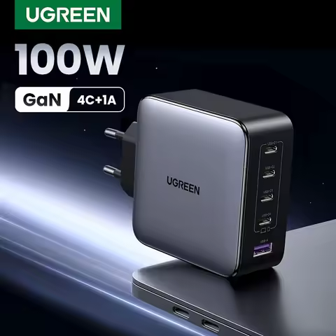 UGREEN 100W GaN Charger 5 Ports USB C Charger QC4.0 3.0 PPS For Macbook Air Laptop Tablet PDFast Cha