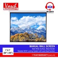 VOSCH Series 2 Manual Wall Projector Screen 7ft x 7ft (84 inch x 84 inch)