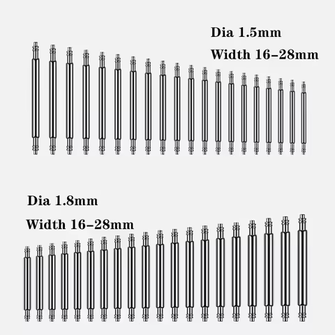 20pcs Dia 1.5mm 1.8mm Strap Link Pins Spring Bars Width 16mm To 28mm Watch Strap Watch Buckle Link R