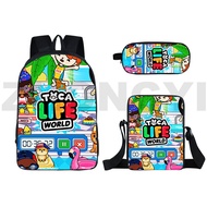 Hot Game Toca Life World Anime Harajuku 16 Inch College Mens Bookbag Cute Toca Boca 3D Backpack Lapt