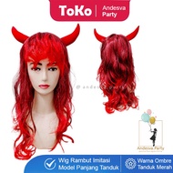 Devil wig / devil wig / Long wig / devil horn wig / Halloween wig