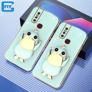 สำหรับ VIVO V9 / VIVO V11 / VIVO V11i / VIVO V15 / VIVO V15 Pro / VIVO V17 / VIVO V19 NEO ชุบทองกันกระแทก Tik Tok สุทธิสีแดงร้อนขายการ์ตูนน่ารักเป็ดโทรศัพท์กรณีที่มีขายึด