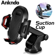 Ankndo Car Phone Holder - Silicone Suction Cup Dashboard Handphone Mount 360° Rotating Windshield Mobile Phone Stand