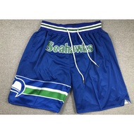 2024 pockets available NFL men's Seattle Seahawks just don Large embroidery logo basketball shorts pants blue