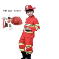 Full Set Bomba Firefighter Cosplay Fireman Costume Kids Carrer Uniform Baju Bomba Kanak-Kanak Budak