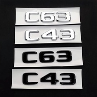 3d ABS Chrome Black C43 Logo C63 Letters Car Trunk Emblem Badge For C43 C63 C 43 63 Sticker Accessor