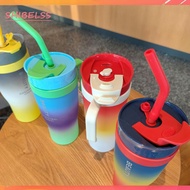 [shibelss.my] 1200ml Gradient Water Cup with Handle & Straw Dazzling Color Bottle Leakproof Portable