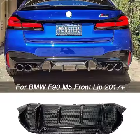 Real Carbon Fiber Rear Diffuser For BMW F90 M5 Competition 2017-2023 Rear Bumper Chin Lip Spoiler Sp