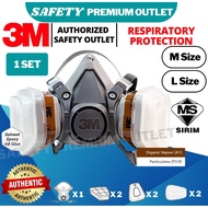 [ORIGINAL] 3M 6200 Reusable Respirator + 3M 6051 A1 + 3M 5935 P3 R + 3M 501 (7 Pieces Set) Gas Mask 