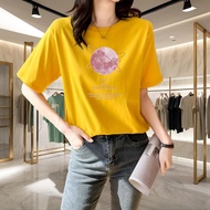 24h Summer Alphanumeric Printing Korean Version Loose oversize Short Sleeve Retro Hong Kong Style Sl