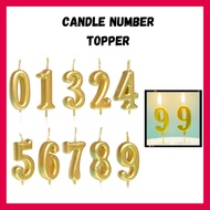 Candle Gold Number Topper Birthday Cake Candle Lilin Nombor 0 1 2 3 4 5 6 7 8 9 Birthday Decoration 