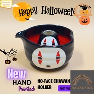 ถ้วยชงมัทฉะ Chawan พร้อมแท่นวางแปรง No Face Halloween Matcha bowl (พร้อมส่ง) Peacock Steps