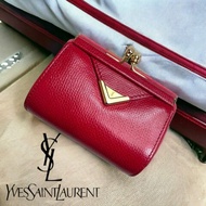 ⁺⊹古董精品⊹⁺┇*稀有品* YSL 金色三角品牌標誌迷你小錢包 (硬殼)