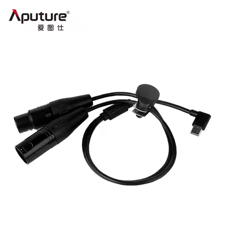 Aputure Amara USB Type-C to DMX adapter cable allows DMX control and power supply compatible with Am